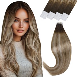 Vivien Balayage Tape Extensions Real Hair Ombre Hair Extensions Tape Real Hair Extensions Brown to Blonde Ombre 35 cm 50 g 20 Pieces