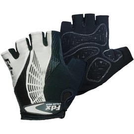 FDX Half Finger Cycling Gloves - Breathable, Gel Padded Protection, Anti-Slip - Fingerless Shock-absorbing Mitts for Mountain Bike, Road Bicycle, MTB, Riding, Men and Women (Vertex, White-M)