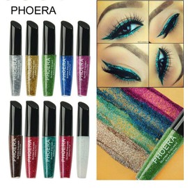 AQUAPURITY - PHOERA Waterproof Liquid Glitter Eyeliner Long Lasting Smudge Proof Sparkly Eye Liner Magnetic Cosmetic Makeup Cruelty Free (105 PURPLE)