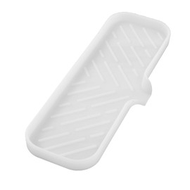 MicoYang Silicone Bathroom Soap Dishes with Drain Spout-Bathroom and Kitchen Sink Organizer,Sponge Holder,Dish Soap Tray,Perfect for Dispenser,Scrubber,Bottle,Cup on Sink or Counter-Translucent 12"×4"