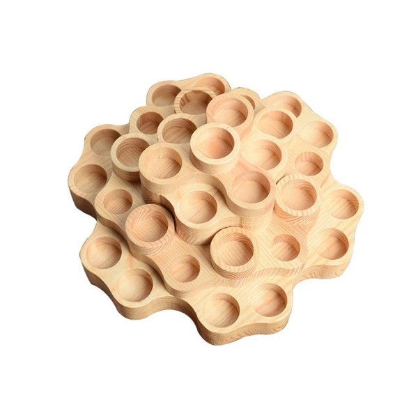 Meao 4-Tier Round Rotatable Honeycomb Shape Wooden Essential Oil Display