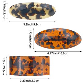 3 Pack French Oval Barrette Hair Clips, Acetate Hair Barrette, Large Vintage Snap Tortoise Shell Barrettes, for Thick Wavy Long Hair Women Gift