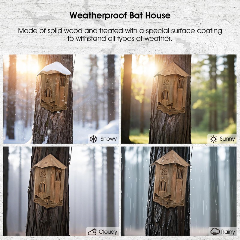 VIREESR Wooden Castle Bat Houses for Outdoors, Bat Boxes for
