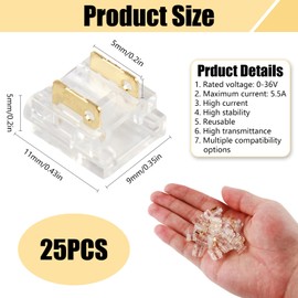 25PCS 2 Pin 8MM COB LED Strip Light Connectors Solderless Transparent Strip Wire Quick Connectors Suitable SMD/COB Highly Transparent Flame Retardant PC Material Electric Wire Connectors 0-36V 5A