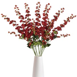 Riyuwal Red Delphinium Artificial Flowers 37in Larkspur Silk Fake Flowers 6PCS Tall Flowers Faux Flowers Bulk for Tall Vase for Wedding & Home Decor (Red)