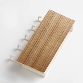 Key Board Modern Wall Key Hook Key Board Wooden Key Hook for Wall Key Holder Made of Wood with 5 Plastic Hooks to Combine the Mail Folder with the Key Hook