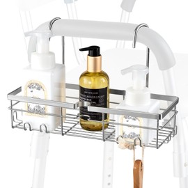 DELLAN Hanging Shower Caddy, Shower Rack with Hooks for Shower & Bath Chair, Bathroom Shower Basket for Elderly, Pregnant, Handicap, Patient