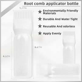 BLAAROOM Root Comb Applicator Bottle 6 Ounce, 4 Pack Hair Oil Applicator Bottle, Hair Dye Bottle Applicator Tools with Hair Oil Dispenser Root Comb Brush for Scalp Hair Oiling Applicator - white