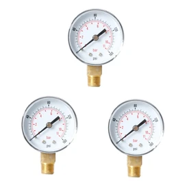 TEHAUX 3pcs Psi Npt Pressure Gauge High Precision Bar Gauge for Oil Gas Measurement Read Markings