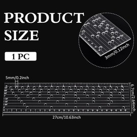 BENECREAT 27x6.7cm Corset Lacing Hole Guide, 8 Different Spacing Distances Hole Punches Tool Rectangle Acrylic Rulers for Mark Grommets on Corsets, Hole- 5mm