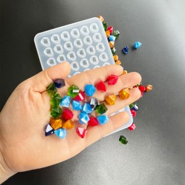 AMZTOART Mold Resin Craft Makes 60 Crystals - Small Crystal Stones Silicone Mold for Resin - Candles - Soap - Ice Cube - Jewelry - 1 Unique Shapes (White)(M0008)