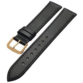 Talk Time Leather Watch Strap Glove Grain With Gilt Buckle Black 18mm