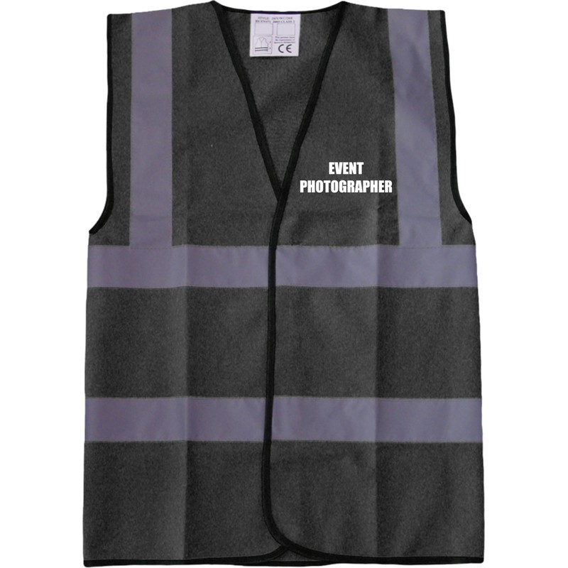 BLACK Hi Vis vest EVENT PHOTOGRAPHER Vest Waistcoat Safety Vest