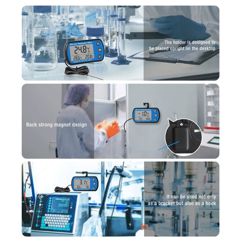 Refrigerator Thermometer ‑50 to 70℃ Digital LCD Display with Alarm