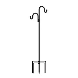 Vbvbip Duty Wrought Iron Shepherd Hook for Outdoor Garden, 65" Tall Double Hooks Stand for Bird Feeder & Hanging Plants, Sturdy Ground Stake Metal Hanger for Patio Yard Decor