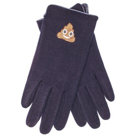 EEM Children's Knitted Gloves with Touchscreen Function and Emoji Embroidery, Monkey Unicorn Pile, Stretch, pile navy