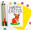 Happy Easter Card with Cute Easter Bunny Rabbit with Yellow