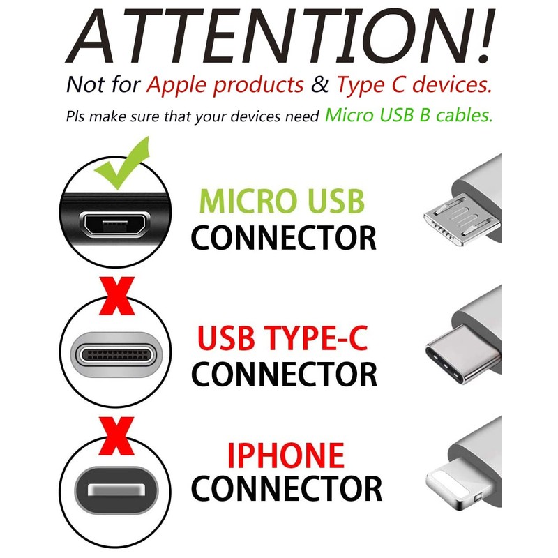 BestCH 3ft Micro USB Data/Sync Cable PC Laptop Lead Charger