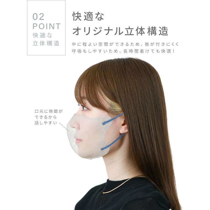[ジュエルフラップマスク] マスク 立体 大きめ バイカラー おしゃれ 40枚×1箱 【カケンテスト済み】 花粉対策 小顔効果