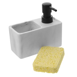 Ciieeo 1set Press Type Lotion Dispenser with Sponge Holder for Bathroom and Kitchen Convenient Hand Soap Pump Bottle Unique Marbling Design and Portable Container