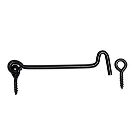 DMX - Storm Hooks with Eyelets Window Hooks Door Hooks Cabin Hooks Gate Hooks Window Latch Small Eye Latch & Bolts, Mounting Screws for Shutters, Gates, Doors, Pack of 1 - ZHK - Black, 120 mm