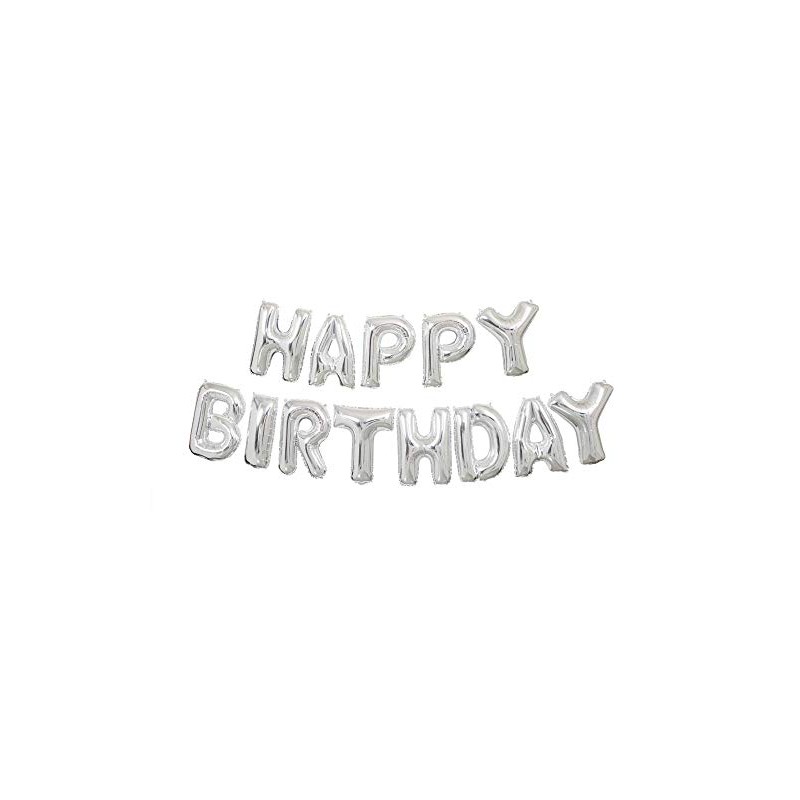 Stunning Silver "Happy Birthday" Foil Letter Balloon Banner Kit -