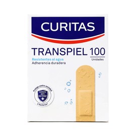 CURITAS TRANSPIEL Resistentes al agua 19x72mm. Caja c/100 Pzs.