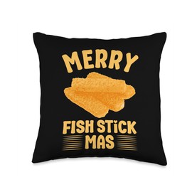 XMAS Fish Fingers Christmas Fish Sticks Throw Pillow