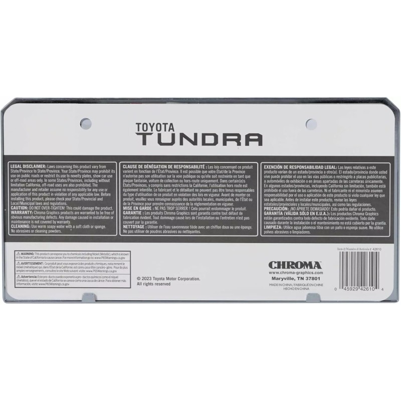 Chroma Graphics 042610 For Toyota Tundra Chrome Metal License Plate