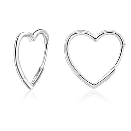 Heart Hoop Earrings Sterling Silver 925 for Women Huggie Earrings Small 10 mm 16 mm Teen Girls Heart Earrings Huggie Silver Earrings