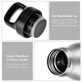 RYACO Trinkflasche Edelstahl Wasserflasche 600ml, Vakuum-Isolierte BPA-frei auslaufsicher Thermosflasche, 24 Std Kühlen & 12 Std Warmhalten für Sport, Fitness, Reisen, Outdoor, mit Karabinerhaken