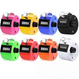 8 Pack Hand Tally Counter 4 Digit Mechanical Palm Click Counter Plastic Hand Held Counter Clicker with Metal Finger Ring for Counting Numbers School Golf Sports Events Office Stadium(8 Colors)