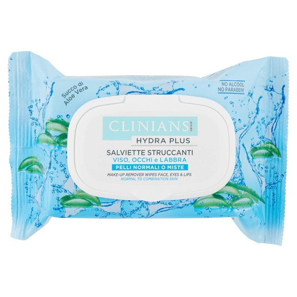 CLINIANS Basic System Make-Up Removal Wipes with Minerals and White Tea Water No ALC Pack of 25