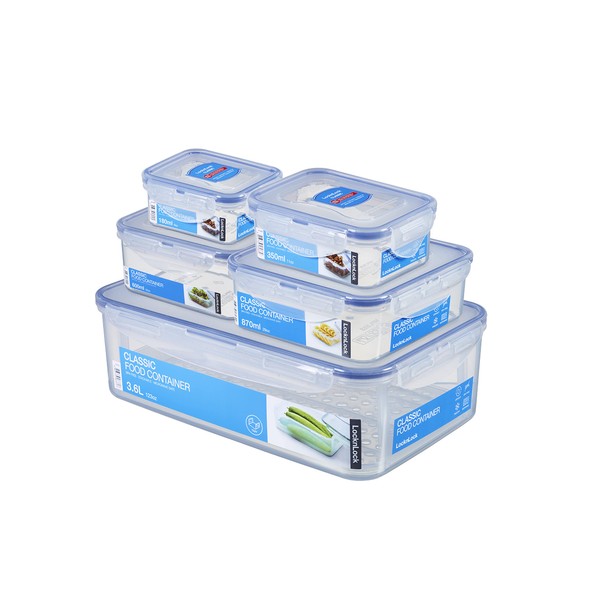 LocknLock PP Classic Vorratsdosen Set, 5-teilig, 180 ml, 350 ml,