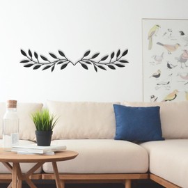 2 x Metal Tree Leaf Wall Decoration, Black Wall Art for Living Room, Wall Hanging Decoration, Creative Wall Sculptures, Black Ornaments, Metal Artwork for Indoor, Outdoor, Room, Kitchen, Office