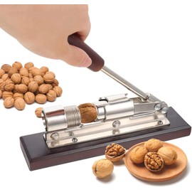 Cascanueces, pinza para nueces, quebrador de nueces, abridor de nuez, base de madera de escritorio y mango para herramientas de cocina, apto para nueces, cacahuetes y otros frutos secos