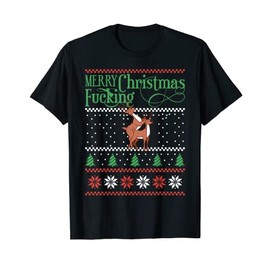 Merry Christmas Humour Offensive Ugly Sweater for Adults T-Shirt, black