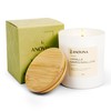 Anovina Scented Soy Blend Candle with Gift Box. Non-Toxic Candles for Home, Candle Gifts for Women, Glass Jar with Bamboo Lid, Gifts for All Occasions - Vanilla Marshmallow
