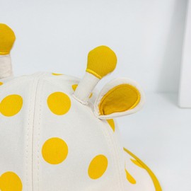 Sanqidu Cute Baby Boys Girls Hat 3D Animals Sun Protection Cap Toddler Preschoolers Summer Spring Beanie Hat (Polka Dots Giraffe Ear-Yellow)