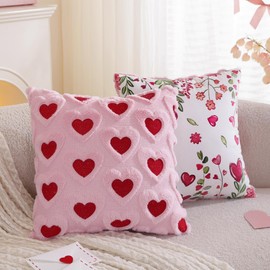 Tikeciti Valentines Day Faux Fur Heart Throw Pillow Covers Love Decorative