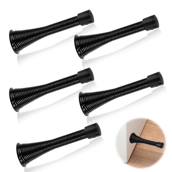 Fidqiog 5 Pcs Spring Door Stopper, 3-1/4" Flexible Door Stop