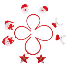 Healvian 4pcs Christmas Snowflake Headband Fun Xmas Tree Santa Headpieces for Holiday Parties Boys and Girls Adults Stylish Christmas Hair Accessories Random Style