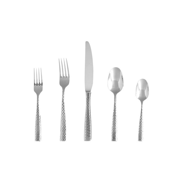 Fortessa Lucca Flatware Set, 20-Piece, Faceted Stainless