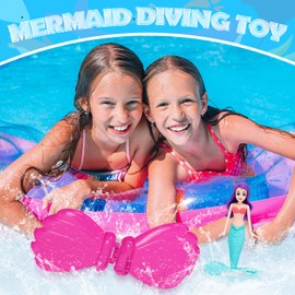 Pool Diving Toy Set, Diving Mermaids, Swimming Pool Accessories & Kids Pool Toys, Diving Games Training Children's Gifts, Little Mermaid Party Supplies & Water Toys for Kids Aged 5 & Up (Lake Blue)