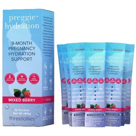 Three Lollies Preggie Hydration Packets - Natural Hydration & Digestive Health Support for Women During Pregnancy - Eases Nausea & Replaces Nutrients - Essentials for Morning Sickness - 10 Packets