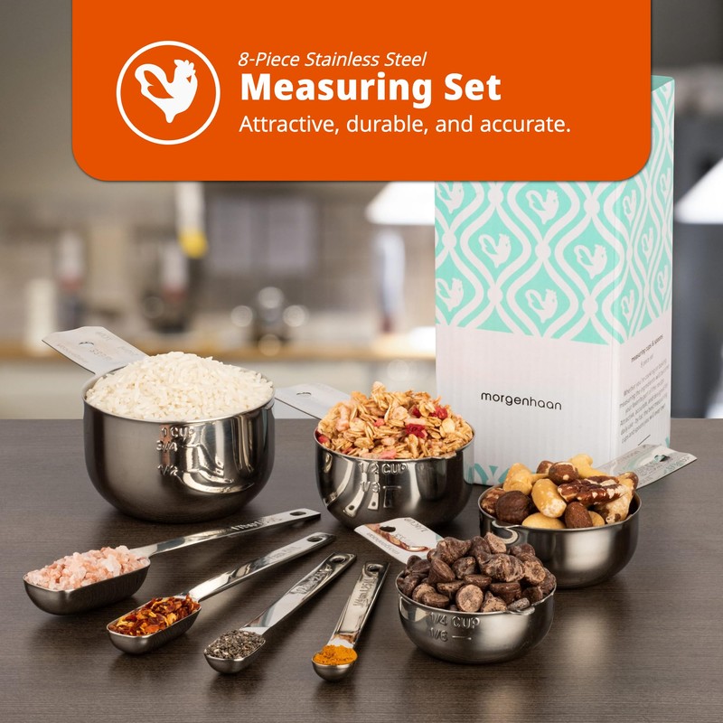 Morgenhaan Premium 304 Stainless Steel Measuring Kit - 8-Piece Essential