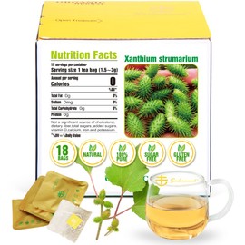 Soilmount 100% Natural Cocklebur Tea, Dried Cocklebur, Xanthium Strumarium, Chinese Herba, Decaffeinated Loose Leaf Tea, (苍耳/Canger/도꼬마리/Do Cco Ma Ri) Caffeine-Free, 18 Bleach-Free Tea Bags