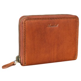 Benthill Small Leather Wallet | Mini Purse Women's with RFID Protection | Wallet Slim with Zip | Flat Wallet with 6 Card Slots, brown, Vintage