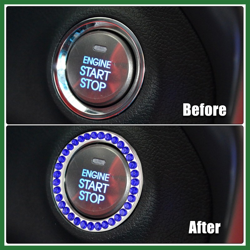 Motoforti 5 Pcs Car Engine Start Stop Decoration Ring Rhinestone