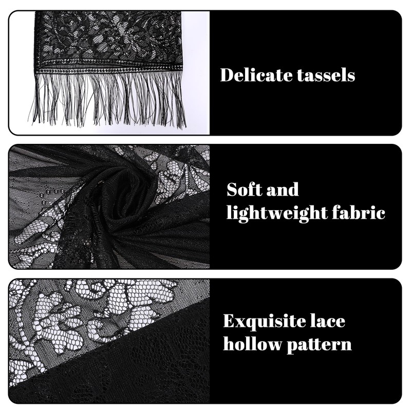 Qulkws Black Lace Shawl Women's Floral Lace Scarf Shawl with